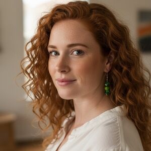 NWT Green Beaded Earrings with Gold Accents